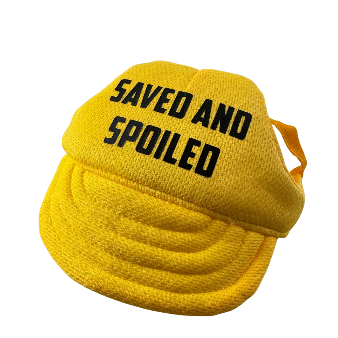 "Saved and Spoiled" Custom Dog Hat